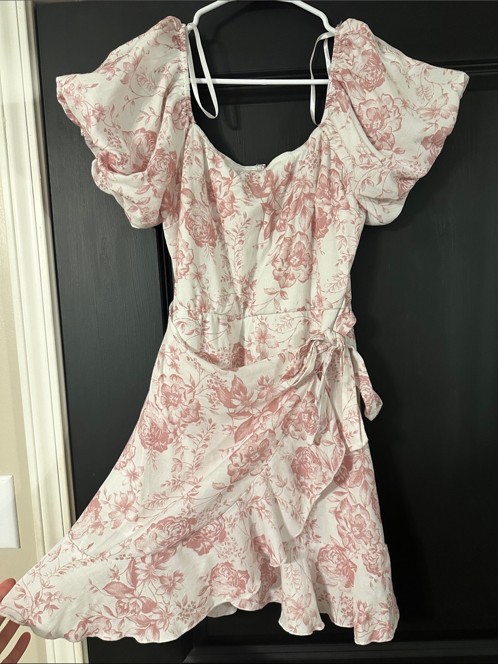 Trixxi Cream Mini Dress with Dusty Rose Floral Print